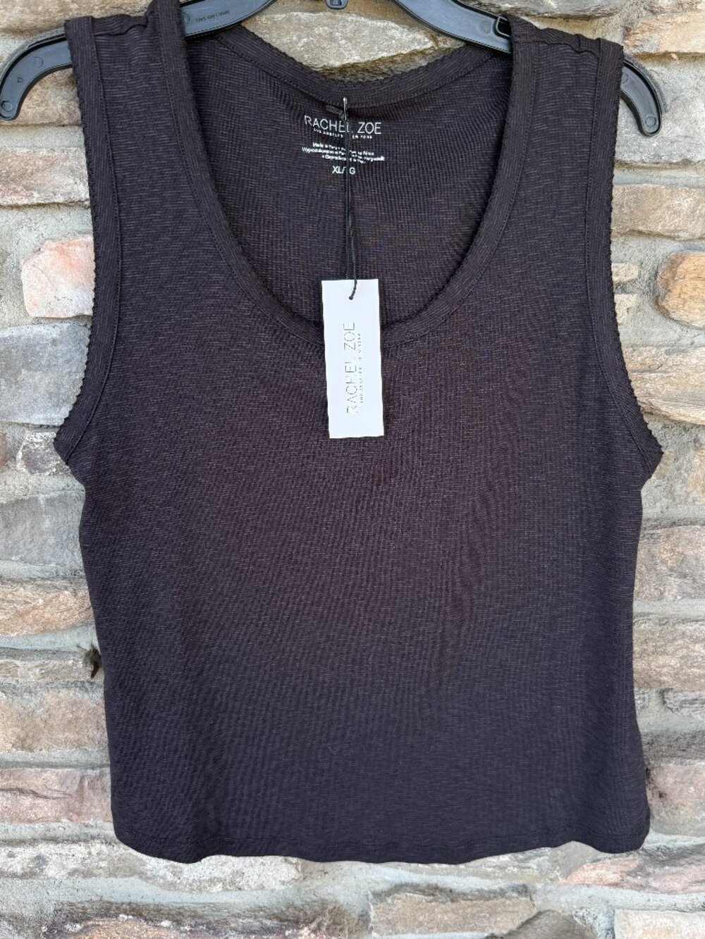 RACHEL ZOE Sleeveless Scoop Neck Women’s XL Soft Stretch Black Heather Top NWT